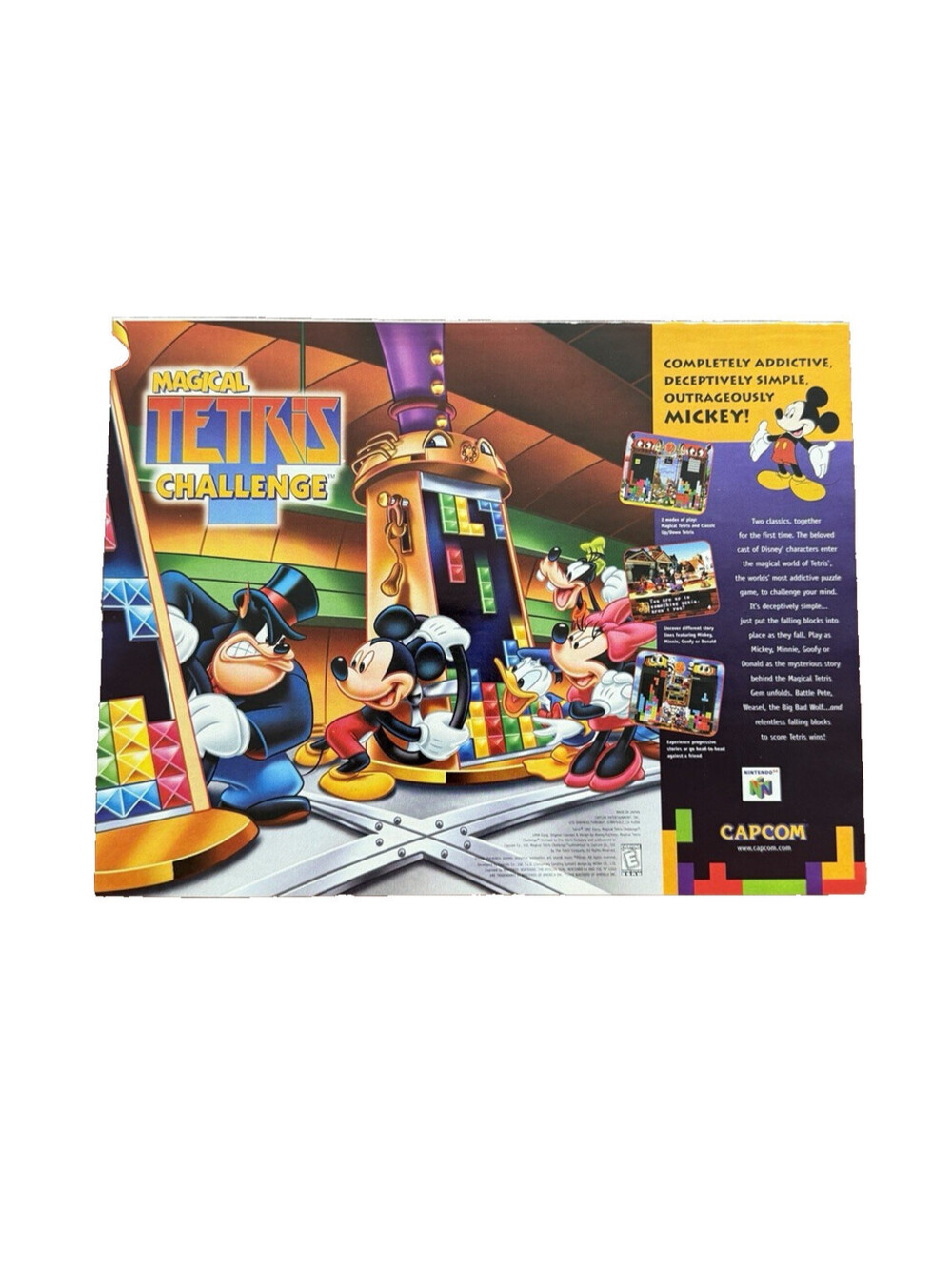 Magical Tetris Challenge Nintendo N64 Promo Art Print Ad Capcom Mickey Mouse